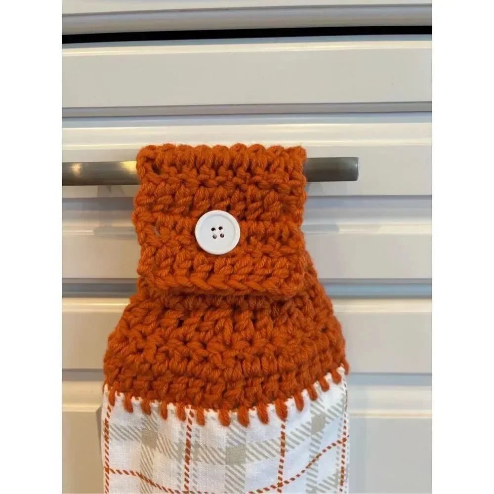 Crochet Top Kitchen Towel-Fall pumpkin 3-available